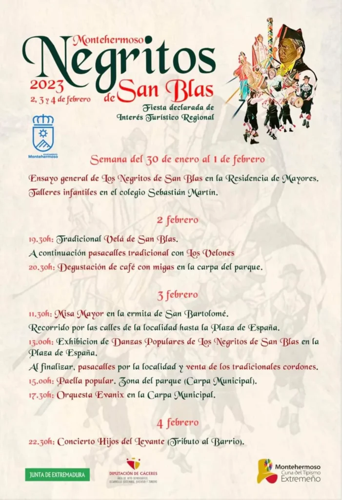 La fiesta de los Negritos de San Blas 2. 3 y 4 de febrero 2023 en Montehermoso
